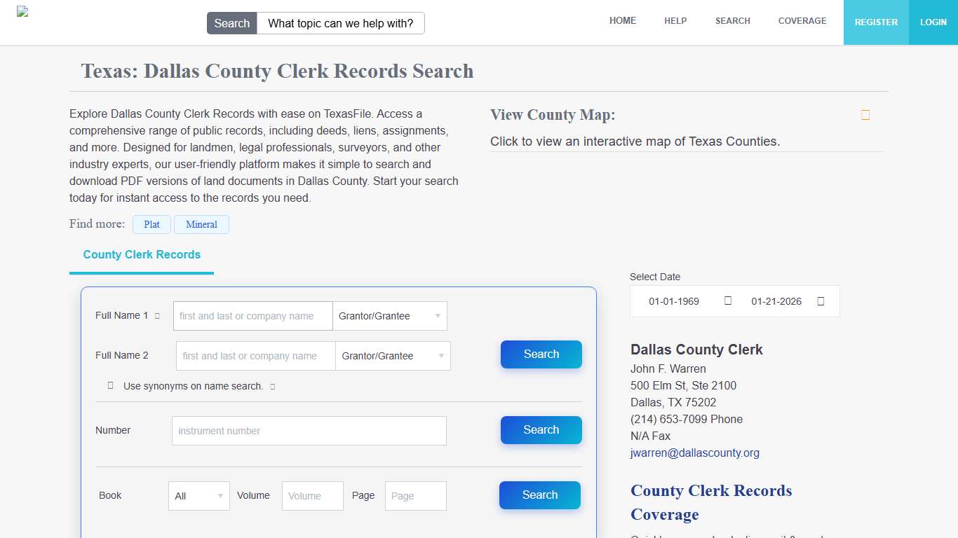 Dallas County Clerk Records Search TexasFile
